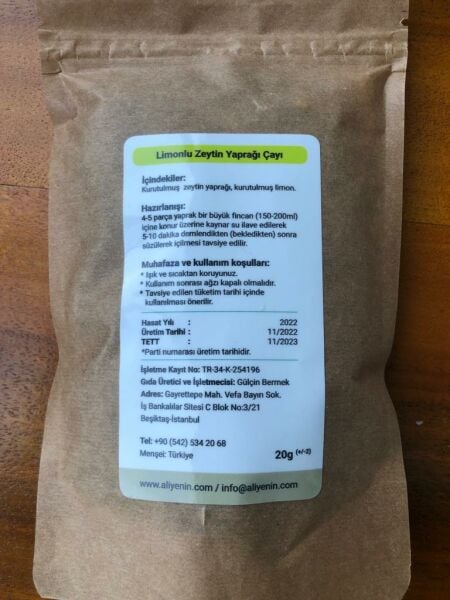 Aliye'nin Limonlu Zeytin Yaprağı Çayı