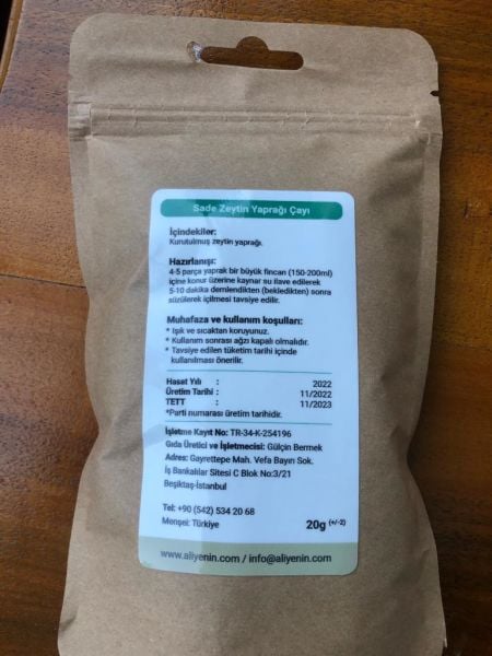 Aliye'nin Sade Zeytin Yaprağı Çayı